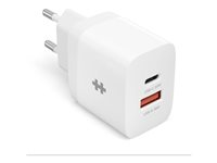 HyperJuice - Strømadapter - 20 watt - PD - 2 utgangskontakter (USB, USB-C) - hvit - Europa HJ205EU