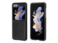 Insmat - Baksidedeksel for mobiltelefon - polykarbonat, polyuretan, leatherette - svart - for Samsung Galaxy Z Flip5 650-1172