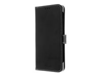 Insmat Exclusive Flip Case - Lommebok for mobiltelefon - ekte skinn, kartong+papir, polykarbonat, bomullssting - svart - for Sony XPERIA 1 VI 650-3252