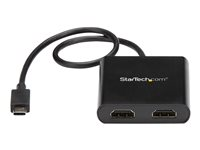 StarTech.com 2-Port Multi Monitor Adapter, USB-C to 2x HDMI Video Splitter, USB Type-C DP Alt Mode to HDMI MST Hub, Dual 4K 30Hz or 1080p 60Hz, Compatible with Thunderbolt 3, Windows Only - Multi Stream Transport (MSTCDP122HD) - Adapterkabel - USB-C hann til HDMI hunn - svart - 4 K 30 Hz (3840 x 2160) støtte, støtte for 2560 x 1600 (WQXGA) 60 Hz - for P/N: TB33A1C MSTCDP122HD