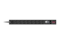 APC Switched Rack PDU AP7900B - Strømfordelerenhet (kan monteres i rack) - AC 100-120 V - inngang: NEMA 5-15P - utgangskontakter: 8 (NEMA 5-15) - 1U - 3.65 m kabel - for P/N: SMT1500CNC, SMT750RM2UCNC, SMTL2K2RM2UCLNC, SMTL3KRM2UCL, SMTL3KRM2UCLNC AP7900B