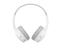 Belkin SoundForm Mini - Hodetelefoner med mikrofon - on-ear - Bluetooth - trådløs, kablet - 3,5 mm jakk - hvit AUD002BTWTV3