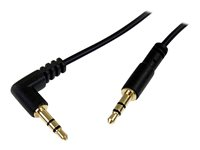 StarTech.com 6 ft Slim 3.5mm to Right Angle Stereo Audio Cable - M/M (MU6MMSRA) - Lydkabel - mini-phone stereo 3.5 mm hann til mini-phone stereo 3.5 mm hann - 1.8 m - svart - rettvinklet kontakt - for P/N: SV231DVGAU2A, SV431DVGAU2A MU6MMSRA