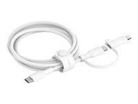 Belkin BoostCharge Pro 2-in-1 - USB-kabel - USB-C (hann) til Lightning, USB-C (hann) - USB 2.0 - 1.5 m - up to 480 Mbps, Hurtiglading opptil 60W - hvit CAC003HQ1.5MWH