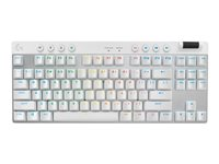 Logitech G PRO X TKL - Tastatur - bakgrunnsbelyst - trådløs - 2.4 GHz, Bluetooth - QWERTY - Nordisk (dansk/finsk/norsk/svensk) - tastsvitsj: Tactile - hvit 920-012146