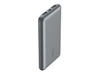 Belkin BoostCharge - Strømbank - 10000 mAh - 15 watt - 3 A - 3 utgangskontakter (2 x USB, USB-C) - på kabel: USB-C - romgrå BPB011BTGY