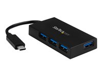 StarTech.com 4 Port USB C Hub with 4x USB-A Ports USB 3.0 (USB 3.1/3.2 Gen 1 SuperSpeed 5Gbps), USB Bus or Self Power, Portable USB Type-C to USB-A BC 1.2 Charging Hub w/Power Adapter - Windows/macOS/Linux (HB30C4AFS) - Hub - 4 x SuperSpeed USB 3.0 - stasjonær HB30C4AFS