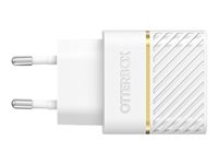 OtterBox Wall Charger - Strømadapter - 30 watt - 3 A - PD 3.0, USB BC 1.2 (USB-C) - skystøvhvit 78-80484