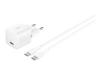 Belkin BoostCharge - Strømadapter - PPS-teknologi - 25 watt - PD 3.1/PPS, Fast Charge (USB-C) - på kabel: USB-C - med USB-C-kabel (1m) WCA012KQ1MWH-B6