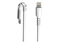 StarTech.com 3 ft(1m) Durable White USB-A to Lightning Cable, Heavy Duty Rugged Aramid Fiber USB Type A to Lightning Charger/Sync Power Cord, Apple MFi Certified iPad/iPhone 12 Pro Max - iPhone 7/8/11/11 Pro - Lightning-kabel - USB hann rett til Lightning hann rett - 1 m - dobbeltisolert - hvit RUSBLTMM1M