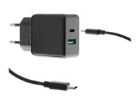 Insmat TRIDON Series Dual USB Travel Charger - Strømadapter - 20 watt - 3 A (24 pin USB-C) - svart 530-9340