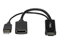 StarTech.com 4K 30Hz HDMI to DisplayPort Video Adapter w/ USB Power - 6 in - HDMI 1.4 (Male) to DP 1.2 (Female) Active Monitor Converter (HD2DP) - Adapterkabel - HDMI, USB (kun strøm) hann til DisplayPort hunn - 25.5 cm - svart - aktiv, 4 K 30 Hz (3840 x 2160) støtte - for P/N: SV211HDUC, SV221HUC4K HD2DP