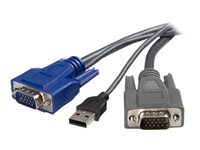 StarTech.com 6 ft Ultra-Thin USB VGA 2-in-1 KVM Cable (SVUSBVGA6) - Tastatur / video / musekabel (KVM) - USB, HD-15 (VGA) (hann) til HD-15 (VGA) (hann) - 1.8 m - svart - for P/N: SV1631DUSBU, SV1631DUSBUK, SV431DUSBU, SV831DUSBAU, SV831DUSBU, SV831DUSBUK SVUSBVGA6