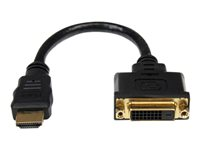 StarTech.com HDMI Male to DVI Female Adapter - 8in - 1080p DVI-D Gender Changer Cable (HDDVIMF8IN) - Video adapter - HDMI hann til DVI-D hunn - 20.32 cm - skjermet - svart - for P/N: BNDDKT30CAHV, CDP2DVIMM2MB, DKT30CSDHPD, DKT30CSDHPD3, DP2DVI2MM3, DP2DVIMM6X10 HDDVIMF8IN