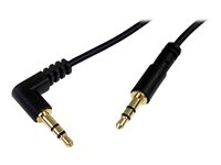 StarTech.com 3 ft. (0.9 m) 3.5mm Audio Cable - 3.5mm Slim Audio Cable - Right Angle - Male/Male - Aux Cable (MU3MMSRA) - Lydkabel - mini-phone stereo 3.5 mm hann til mini-phone stereo 3.5 mm hann - 91 cm - svart - rettvinklet kontakt - for P/N: SV231DVGAU2A, SV431DVGAU2A MU3MMSRA