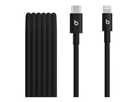 Beats - Lightning-kabel - 24 pin USB-C hann til Lightning hann - 1.5 m - svart bolt - flettet kabel, Rask lading, forsterket design MDGK4ZM/A