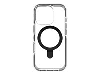 Zagg Santa Cruz Snap - Baksidedeksel for mobiltelefon - med ringstativ - MagSafe-samsvar - grafen - svart, gjennomsiktig - for Apple iPhone 16 Pro 702315503