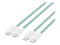 Belkin BoostCharge - USB-kabel - 24 pin USB-C (hann) til 24 pin USB-C (hann) - 1.5 m - USB Power Delivery (60W), flettet kabel - grønn (en pakke 2) BBD008HQ05GR2PK