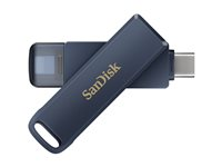SanDisk Phone Drive - USB-flashstasjon - 128 GB - USB-C / Lightning - metallisk sky SDIXD0N-128G-GN6NE