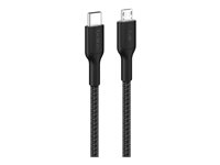 Belkin BoostCharge Pro - USB-kabel - 24 pin USB-C (hann) til Micro-USB type B (hann) - 1 m - USB Power Delivery (15W), flettet kabel CAB026HQ1MBK