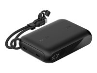 Belkin BoostCharge - Strømbank - med skjerm - 10000 mAh - 20 watt - PD, Fast Charge - 2 utgangskontakter (USB-C) - på kabel: USB-C - svart BPB027HQBK