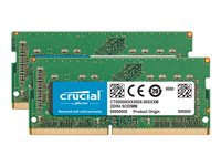 Crucial - DDR4 - sett - 64 GB: 2 x 32 GB - SO DIMM 260-pin - 2666 MT/s / PC4-21300 - CL19 - 1.2 V - ikke-bufret - ikke-ECC - for Apple iMac (Begynnelsen av 2019); Mac mini (I slutten av 2018) CT2K32G4S266M