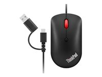 Lenovo ThinkPad Compact - Mus - høyre- og venstrehåndet - optisk - 4 knapper - kablet - USB, USB-C - ravnsort - OEM 4Y51D20850