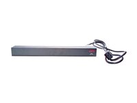 APC Basic Rack-Mount PDU - Strømfordelingslist (kan monteres i rack) - AC 208/230 V - inngang: IEC 60320 C20 - utgangskontakter: 12 (power IEC 60320 C13) - 1U - 19" - 2.49 m kabel - svart - for P/N: SRTL2K2RM1UWC, SRTL2K2RM1UWNC, SRTL3KRM1UIC, SRTL3KRM1UWC, SRTL3KRM1UWNC AP9565