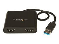 StarTech.com USB 3.0 to Dual HDMI Adapter, 1x 4K 30Hz & 1x 1080p, External Video & Graphics Card, USB Type-A to HDMI Dual Monitor Display Adapter Dongle, Supports Windows Only, Black - USB to Dual HDMI Adapter (USB32HD2) - Adapterkabel - TAA-samsvar - USB-type A hann til HDMI hunn - 25 cm - svart - 4 K 30 Hz (3840 x 2160) støtte - for P/N: HDDVIMM3, HDMM12, HDMM15, HDMM1MP, HDMM2MP, HDMM3, HDMM3MP, HDMM50A, HDMM6, HDPMM50 USB32HD2