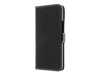 Insmat Exclusive - Lommebok for mobiltelefon - ekte skinn, kartong+papir, polykarbonat, bomullssting, polyuretan - svart - for Google Pixel 8 Pro 650-3251