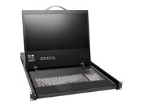 Eaton Tripp Lite Series 8-Port IP Rack Console Cat5 KVM Switch 19" LCD 1+1 User 1URM TAA - KVM-konsoll med KVM-svitsj - 8 porter - PS/2, USB - 19" - kan monteres i rack - 1366 x 768 - svart - 1U B070-008-19-IP
