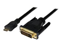 StarTech.com 1m (3.3 ft) Mini HDMI to DVI Cable, DVI-D to HDMI Cable (1920x1200p), 19 Pin HDMI Mini (C) Male to DVI-D Male, Digital Monitor Cable Adapter M/M, Single Link, Black - Mini HDMI to DVI Adapter - Adapterkabel - DVI-D hann til 19 pin mini HDMI Type C hann - 1 m - skjermet - svart - for P/N: MSTCDP122HD HDCDVIMM1M