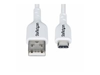 StarTech.com 3ft (1m) White USB-A to USB-C Charging Cable/Cord, M/M - USB-kabel - USB (hann) til USB-C (hann) - USB 2.0 - 3 A - 1 m - halogenfri, passiv, lade og synkronisere, USB Fast Charge (15W) - hvit USB2AC1MNCWHE
