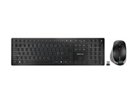 CHERRY DW 9500 SLIM - Tastatur- og mussett - trådløs - 2.4 GHz, Bluetooth 4.0 - Pan Nordic - tastsvitsj: CHERRY SX - grå, svart - plastfri emballasje JD-9500PN-2