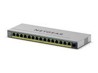 NETGEAR Easy Smart GS116EP - Switch - L3 - smart - 1 x 10/100/1000 + 15 x 10/100/1000 (PoE+) - stasjonær, veggmonterbar - PoE+ (180 W) GS116EP-100EUS