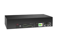 APC NetShelter - Automatisk overføringsbryter (kan monteres i rack) - AC 120 V - 2880 VA - enkeltfase - USB, Ethernet 10/100/1000 - inngang: strøm NEMA L5-30P 24A - utgangskontakter: 16 (NEMA 5-20R 16A) - 2U - 2.43 m kabel - svart AP4453A