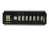 StarTech.com 7 Port USB 2.0 Hub, Metal Industrial USB-A Hub (7x USB-A) with ESD & Surge Protection, Extended Operating Temp -40 to 185°F, Din Rail/Wall/Desk Mountable, USB Expander, Rugged - Windows/macOS/Linux (HB20A7AME) - Hub - 7 x USB 2.0 - DIN-skinnemonterbar - DC-strøm - TAA-samsvar - for P/N: ITB20D3250 HB20A7AME