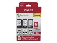 Canon PG-545 XL/CL-546XL Photo Value Pack - 3-pack - svart, farge (cyan, magenta, gul) - original - blekkpatron/papirsett - for P/N: 0727C068, 727C076 8286B015