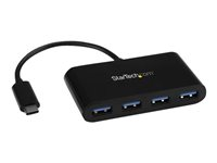 StarTech.com 4-Port USB-C Hub - Portable USB-C to 4x USB-A Hub - Bus-Powered USB 3.1 Gen 1 Type-C Hub - USB 3.0 Port Expander (HB30C4AB) - Hub - 4 x SuperSpeed USB 3.0 - stasjonær HB30C4AB