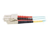 C2G LC-SC 10Gb 50/125 OM3 Duplex Multimode PVC Fiber Optic Cable (LSZH) - Nettverkskabel - SC flermodus (hann) til LC multimodus (hann) - 5 m - 5 m - fiberoptisk - dupleks - 50 / 125 mikroner - OM3 - halogenfri - akvamarin 85534