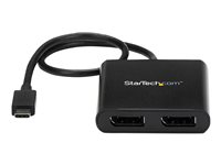 StarTech.com 2-Port Multi Monitor Adapter, USB-C to 2x DisplayPort 1.2 Video Splitter, USB Type-C to DP MST Hub, Dual 4K 30Hz or 1080p 60Hz, Compatible with Thunderbolt 3, Windows Only - Multi Stream Transport (MSTCDP122DP) - DisplayPort-adapter - USB-C (hann) til DisplayPort (hunn) - Displayport 1.2/Thunderbolt 3 - 38.6 m - USB-strøm, 4 K 30 Hz (3840 x 2160) støtte, støtte for 2560 x 1600 (WQXGA) 60 Hz - svart - for P/N: BNDTB10GI, BNDTB210GSFP, BNDTB310GNDP, BNDTB410GSFP, BNDTB4M2E1, BNDTBUSB3142 MSTCDP122DP