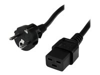 StarTech.com 2m (6ft) Computer Power Cord, 16AWG, EU Schuko to C19 Power Cord, 16A 250V, Black Replacement AC Cord, TV/Monitor Power Cable, Schuko CEE 7/7 to IEC 60320 C19 Power Cord - PC Power Supply Cable - Strømkabel - IEC 60320 C19 til power CEE 7/7 (hann) - AC 250 V - 2 m - formstøpt - svart PXTEUC192M