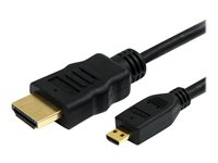 StarTech.com 1m High Speed HDMI Cable with Ethernet HDMI to HDMI Micro - HDMI-kabel med Ethernet - HDMI hann til 19 pin micro HDMI Type D hann - 1 m - svart HDADMM1M