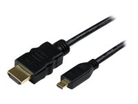 StarTech.com 2m High Speed HDMI Cable with Ethernet HDMI to HDMI Micro - HDMI-kabel med Ethernet - HDMI hann til 19 pin micro HDMI Type D hann - 2 m - svart HDADMM2M