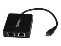 StarTech.com USB-C to Dual Gigabit Ethernet Adapter with USB 3.0 (Type-A) Port - USB Type-C Gigabit Network Adapter (US1GC301AU2R) - Nettverksadapter - USB-C - Gigabit Ethernet x 2 + USB 3.0 - for P/N: TB33A1C US1GC301AU2R