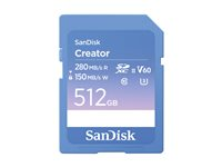 SanDisk Creator - Flashminnekort - 512 GB - Video Class V60 / UHS-II U3 / Class10 - SDXC UHS-II SDSDXEP-512G-GNCIS