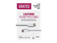 GRATEQ - Lightning-kabel - Lightning hann til 24 pin USB-C hann - 2.25 m - hvit - USB Power Delivery (18 W) 85011PD