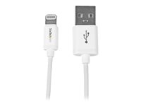 StarTech.com 1m (3ft) White Apple 8-pin Lightning Connector to USB Cable for iPhone / iPod / iPad - Charge and Sync Cable - 1 meter (USBLT1MW) - Lightning-kabel - Lightning hann til USB hann - 1 m - dobbeltisolert - hvit - for P/N: KITBXAVHDPEU, KITBXAVHDPNA, KITBXAVHDPUK, KITBXDOCKPEU, KITBXDOCKPUK, KITBZDOCK USBLT1MW