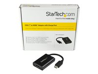 StarTech.com USB C to HDMI 2.0 Adapter with Power Delivery, 4K 60Hz USB Type-C to HDMI Display/Monitor Video Converter, 60W PD Pass-Through Charging Port, Thunderbolt 3 Compatible, Black - USB-C Display Adapter (CDP2HDUCP) - Video adapter - USB-C hann til HDMI, USB-C (kun strøm) hunn - svart - USB Power Delivery (60W), 4 K 60 Hz (4096 x 2160) støtte CDP2HDUCP