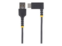 StarTech.com 6in (15cm) USB A to C Charging Cable Right Angle, Heavy Duty Fast Charge USB-C Cable, USB 2.0 A to Type-C, Durable and Rugged Aramid Fiber, 3A, S20/iPad/Pixel - High Quality Short USB Charging Cord (R2ACR-15C-USB-CABLE) - USB-kabel - USB (hann) rett til USB-C (hann) rettvinklet - Thunderbolt 3 / USB 2.0 - 3 A - 15 cm - svart R2ACR-15C-USB-CABLE